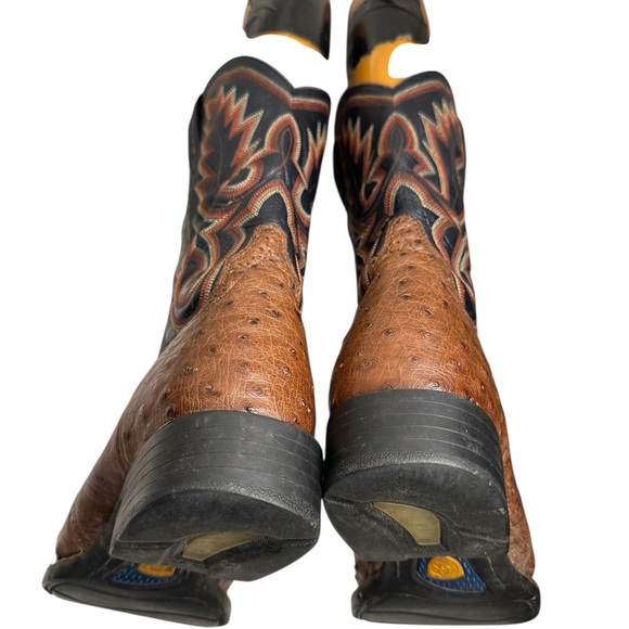 Ariat ostrich Brown and Black Western Boots - Picture 6 of 13